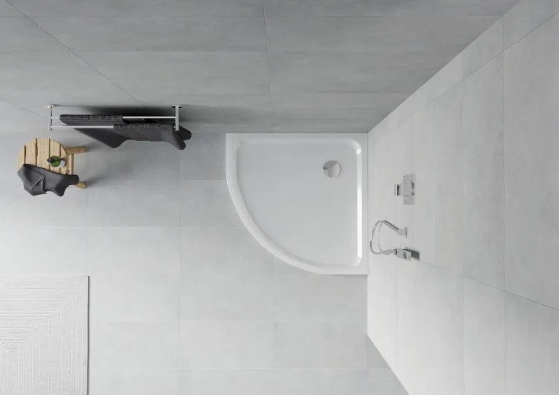 Mexen Flat base de duche semicircular slim 90 x 90 cm, branco, sifão cromado - 41109090
