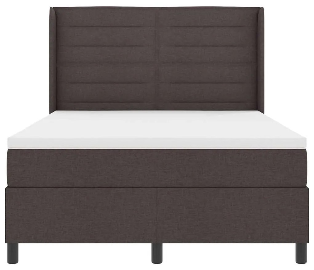 Cama Box com Colchão e LED Marron Escuro 140x200 cm Tecido