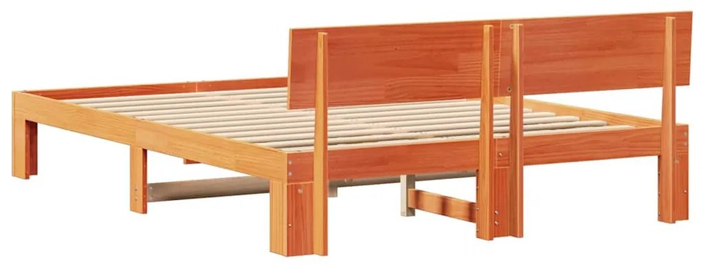 Estrado de Cama com Cabeceira Castanho 140x200 cm Madeira de Pinho Mac
