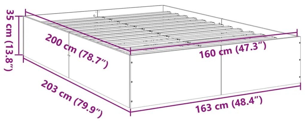 Estrutura de cama 160x200 cm derivados de madeira cinza cimento