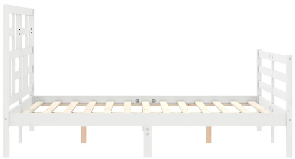 Estrutura de cama com cabeceira 140x200cm madeira maciça branco
