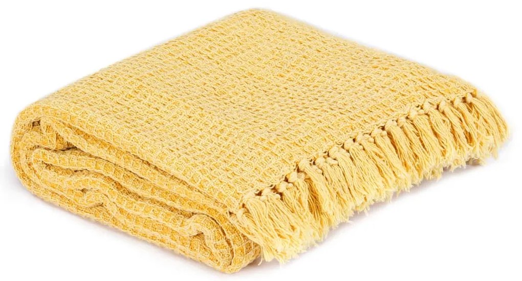 Manta em algodão 220x250 cm amarelo mostarda