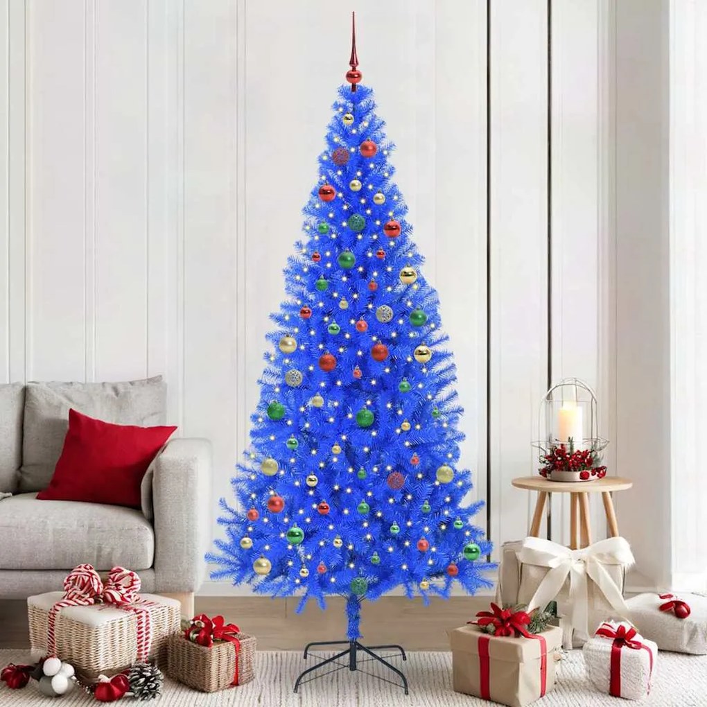 vidaXL Árvore de Natal com 300 LEDs com suporte Azul 210 cm PVC