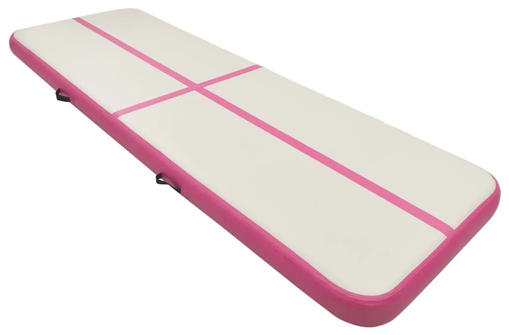 Colchão de ginástica insuflável c/ bomba 300x100x15 cm PVC rosa