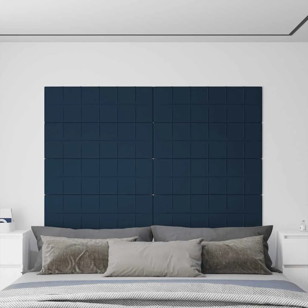 vidaXL Painel de parede 12 pcs 90x30 cm veludo 3,24 m² azul