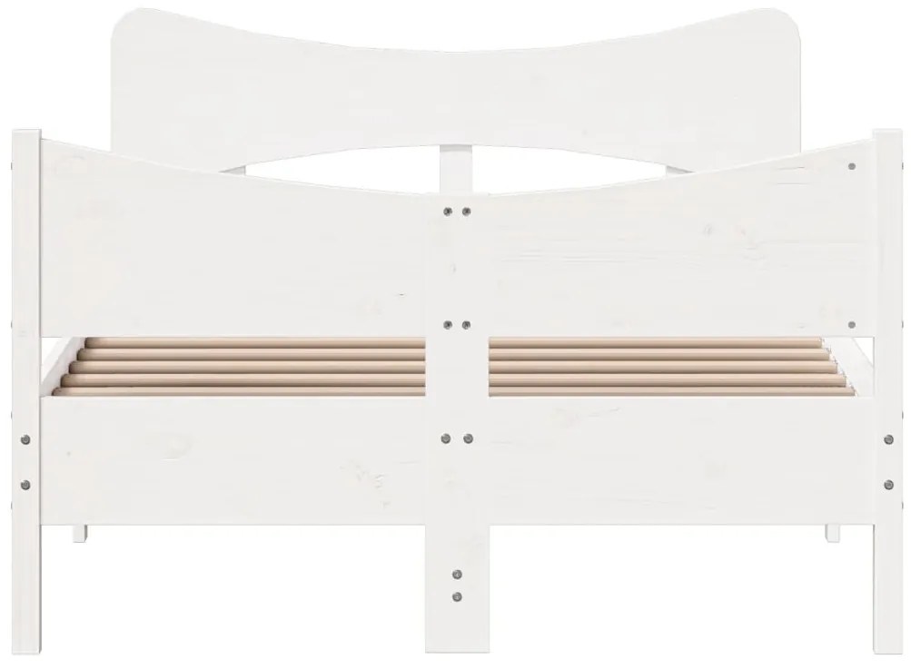 Cama sem colchão 120x200 cm madeira de pinho maciça branco