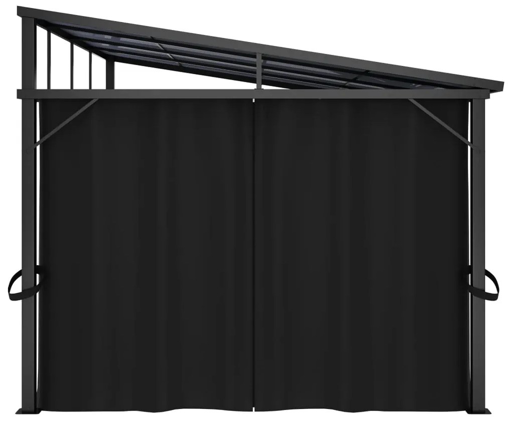 Gazebo com cortina 405x294x244 cm antracite