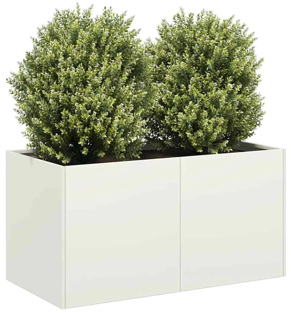 vidaXL Vaso floreira 80x40x40 cm aço laminado a frio branco