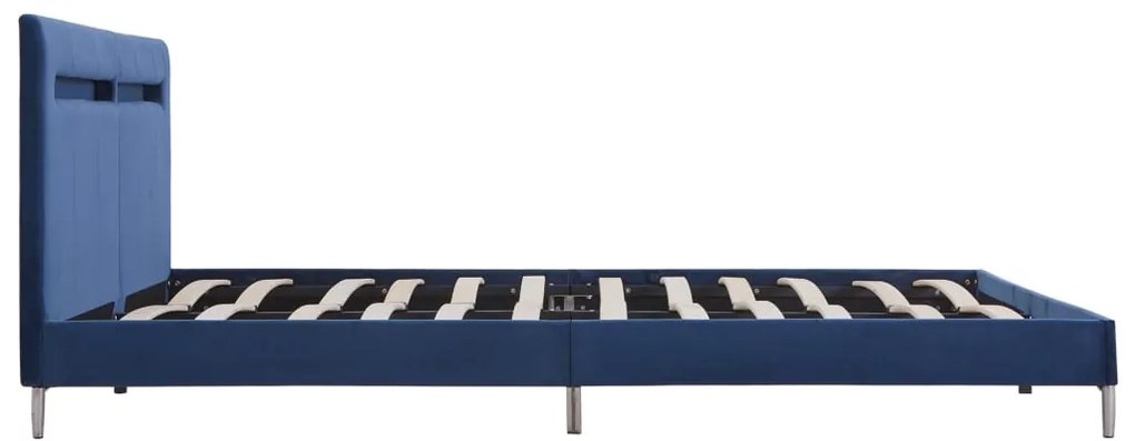 Estrutura de cama com LED 180x200 cm tecido azul