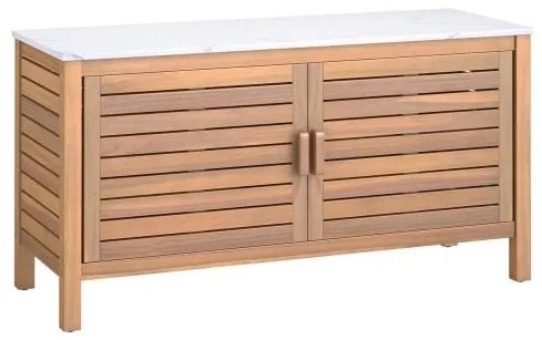 Banco para vasos ao ar livre, mesa para vasos de madeira de acácia, estação de trabalho de plantio com portas de venezianas