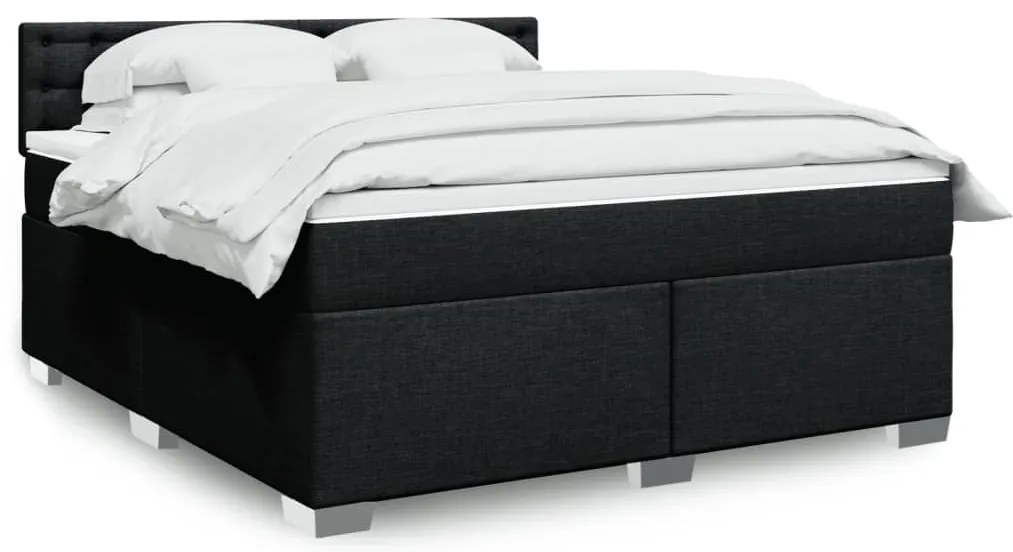 vidaXL Cama com molas/colchão 180x200 cm tecido preto