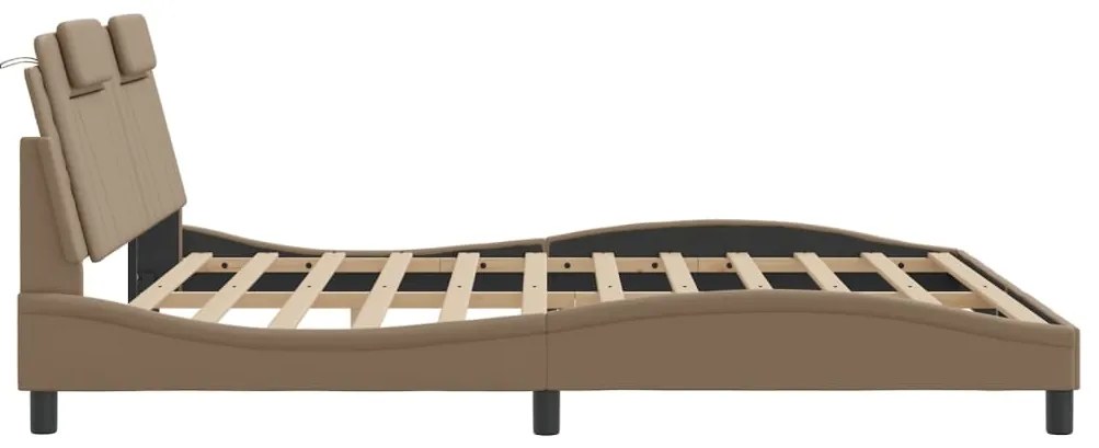 Estrutura cama cabeceira 180x200 cm couro artificial cappuccino