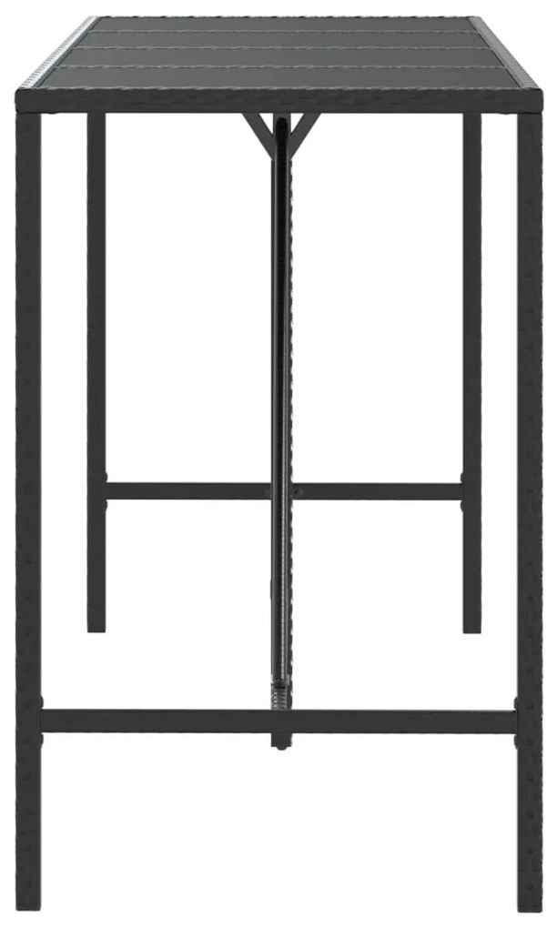 Mesa de bar com tampo de vidro 180x70x110 cm vime PE preto