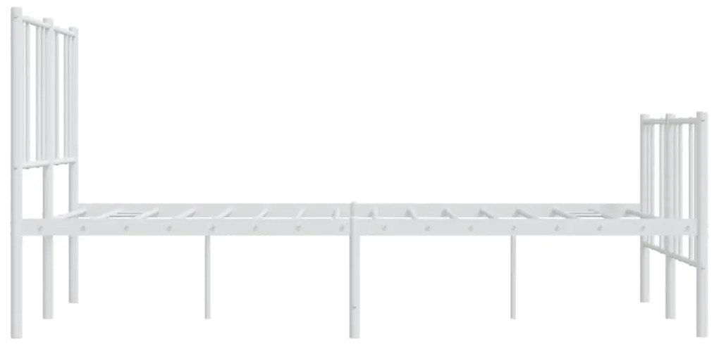 Estrutura de cama com cabeceira e pés 140x200 cm metal branco