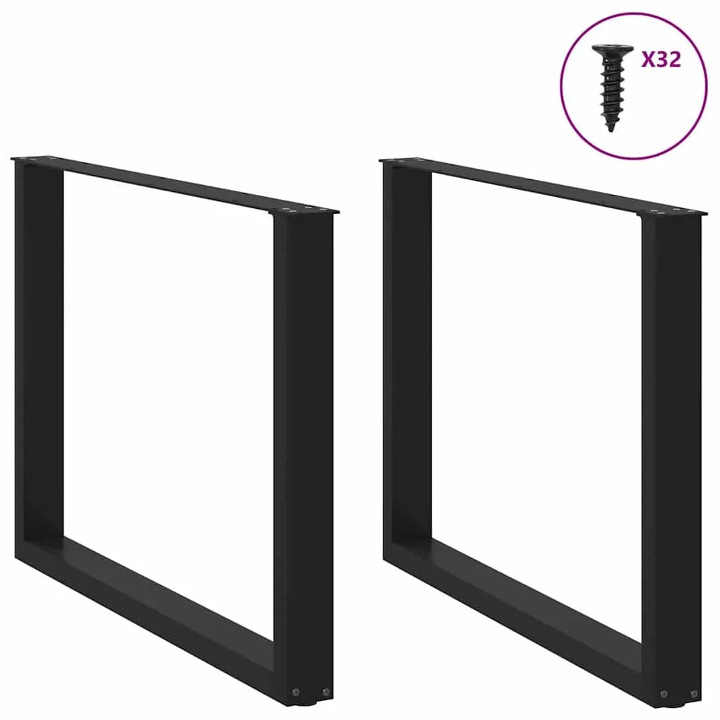 Pés para mesa de jantar em formato de U, 2 peças, preto, 100x(72-73) c
