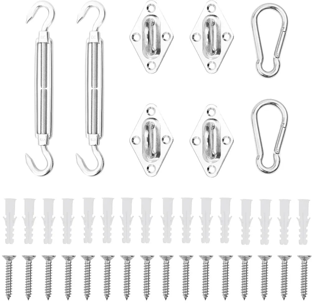 vidaXL 8 pcs conjunto acessórios p/ para-sol vela aço inoxidável