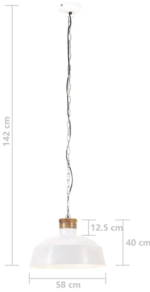 Candeeiro suspenso industrial 58 cm E27 branco