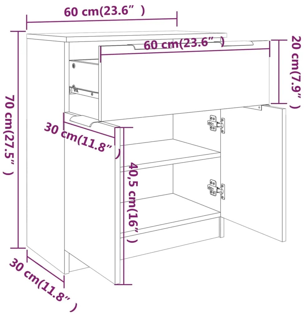 Aparador Flix de 60cm - Cinzento - Design Moderno