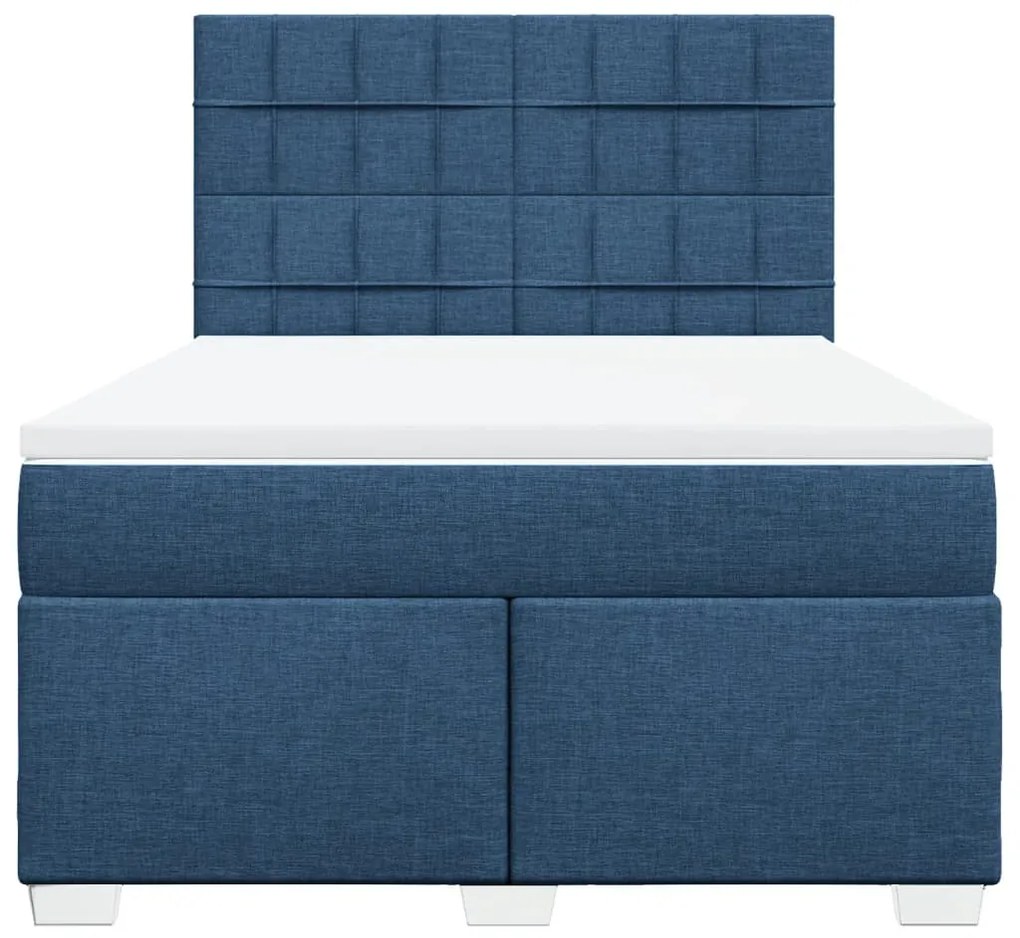 Cama com molas/colchão 160x200 cm tecido azul