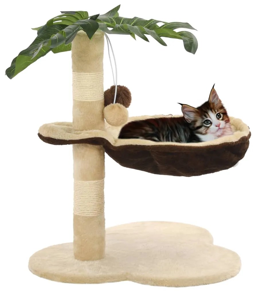 vidaXL Árvore p/ gatos c/postes arranhadores sisal 50 cm bege/castanho