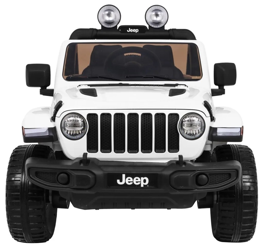 Carro elétrico para Crianças 12V 4x4 Jeep Wrangler Rubicon Rodas de EVA, Assento de couro Branco