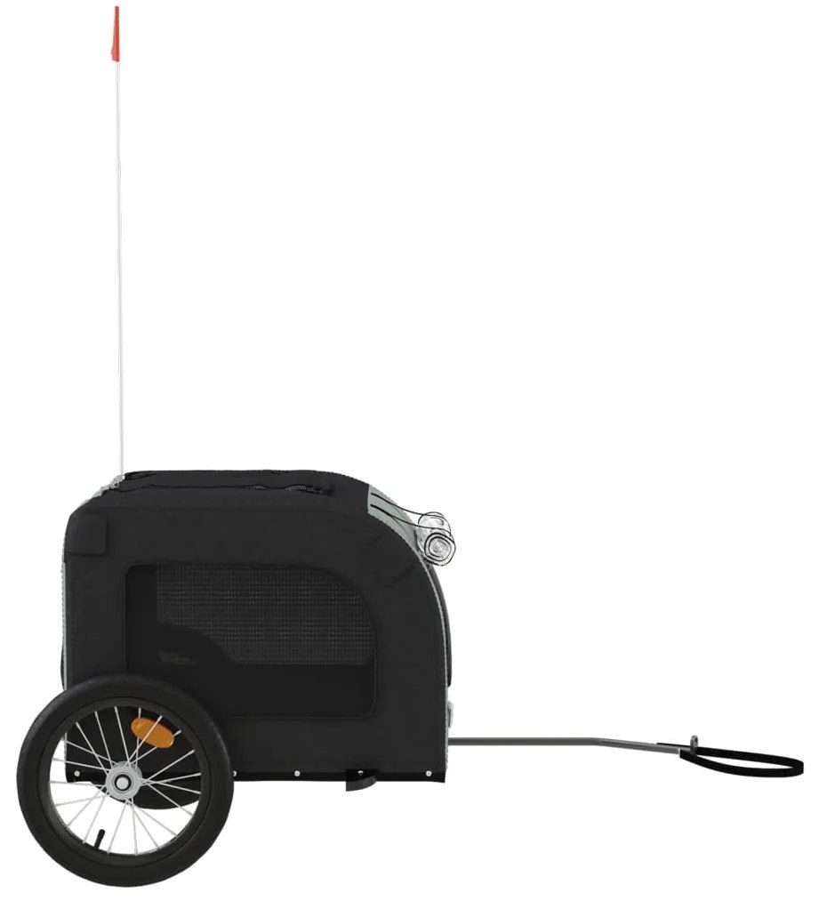 Reboque bicicleta p/ animais tecido oxford/ferro preto e cinza