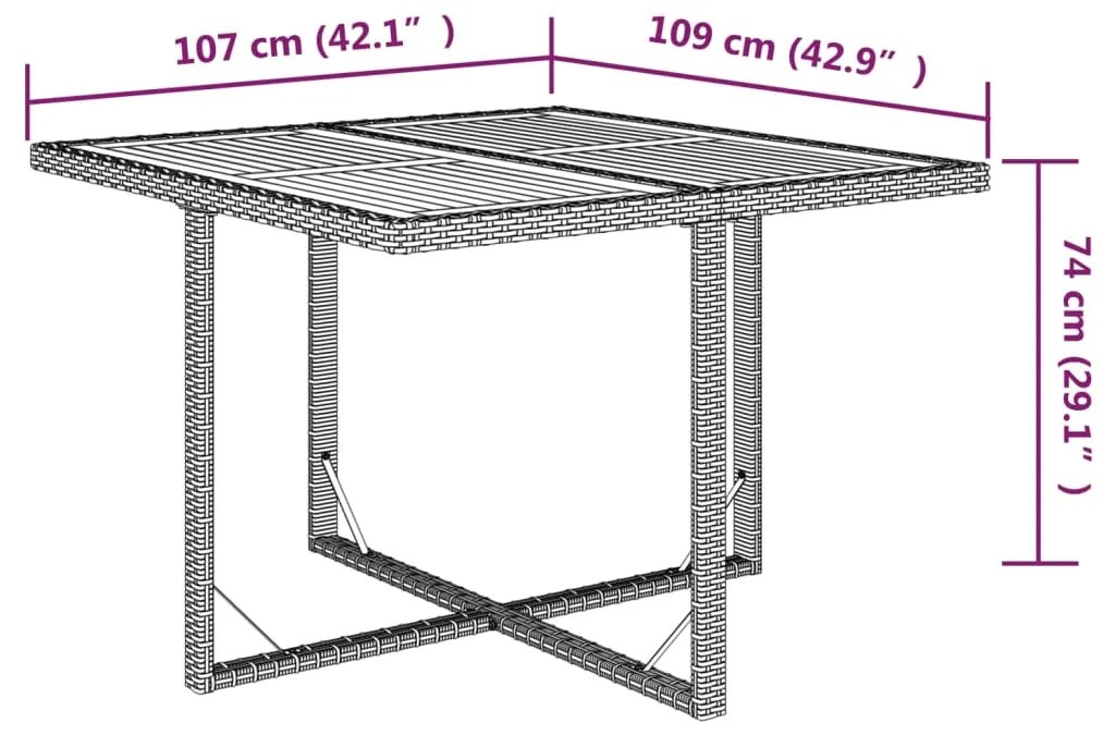 9 pcs conjunto de jantar p/ jardim com almofadões vime PE bege