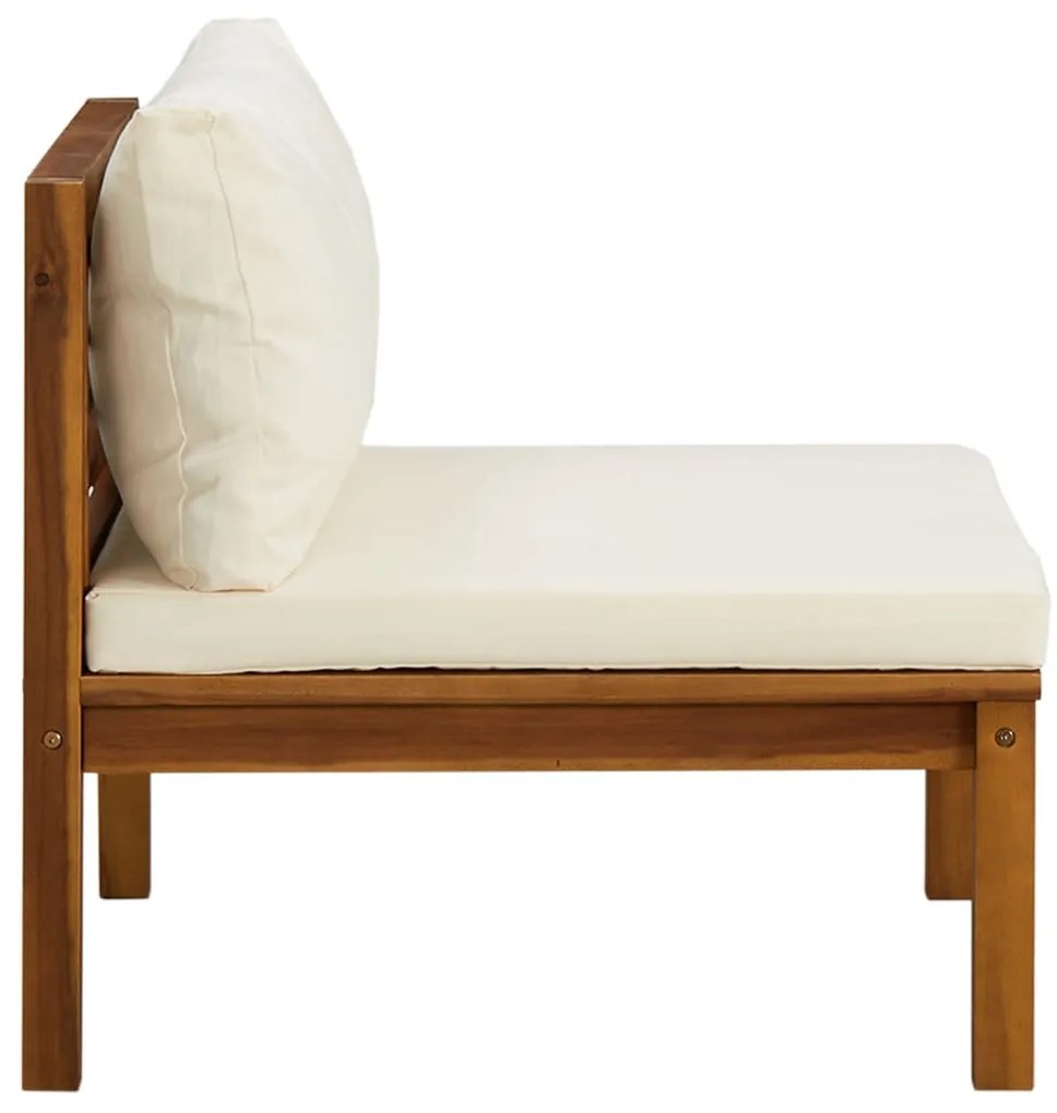 2 pcs conjunto sofás de jardim c/ almofadões branco nata acácia
