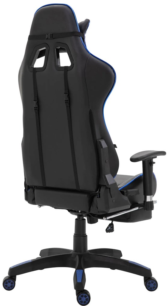 Cadeira Gamer de corrida Turbo com apoio para os pés preto/azul brilhante