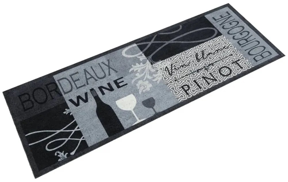 vidaXL Tapete de cozinha lavável 45x150 cm veludo padrão vinho cinza