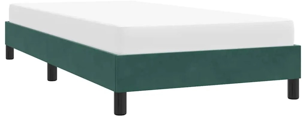 Estrutura de cama sem colchão 90x220 cm veludo verde-escuro