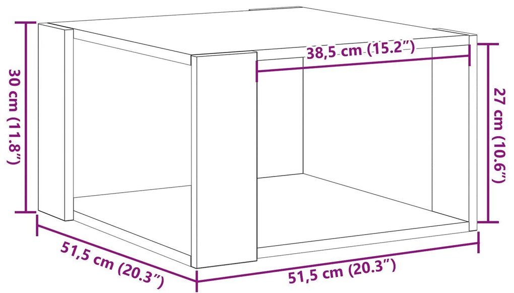 Mesa de Centro vidaXL Preta em Carvalho 85x55x31 cm em Madeira Derivad