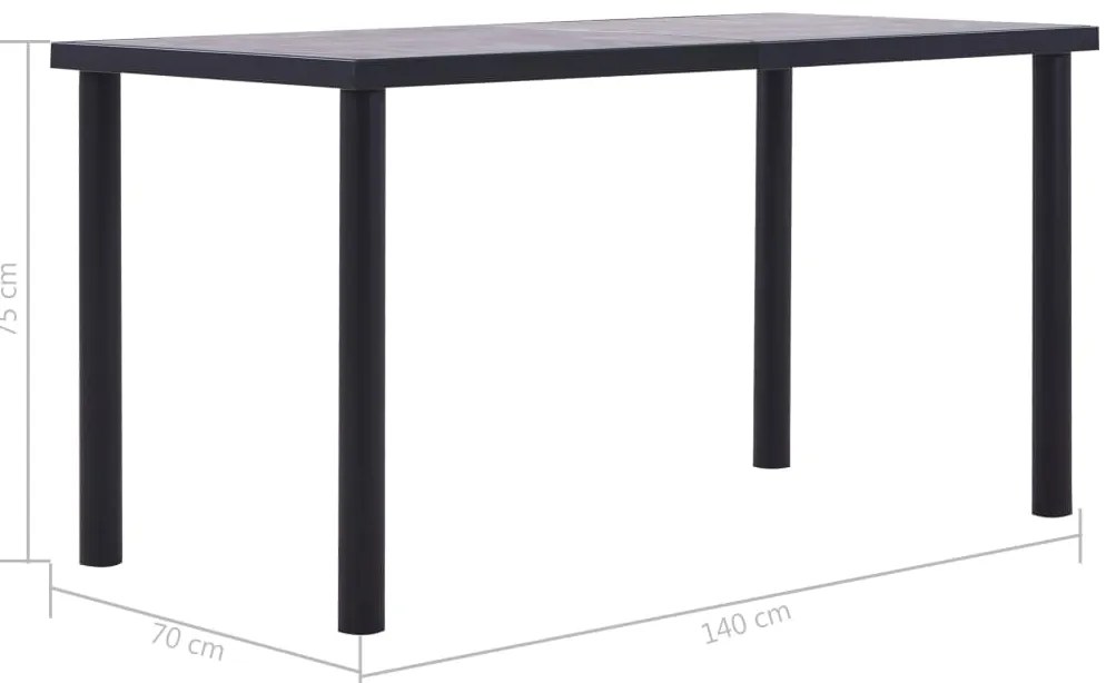Mesa de jantar 140x70x75 cm MDF preto e cinzento cimento