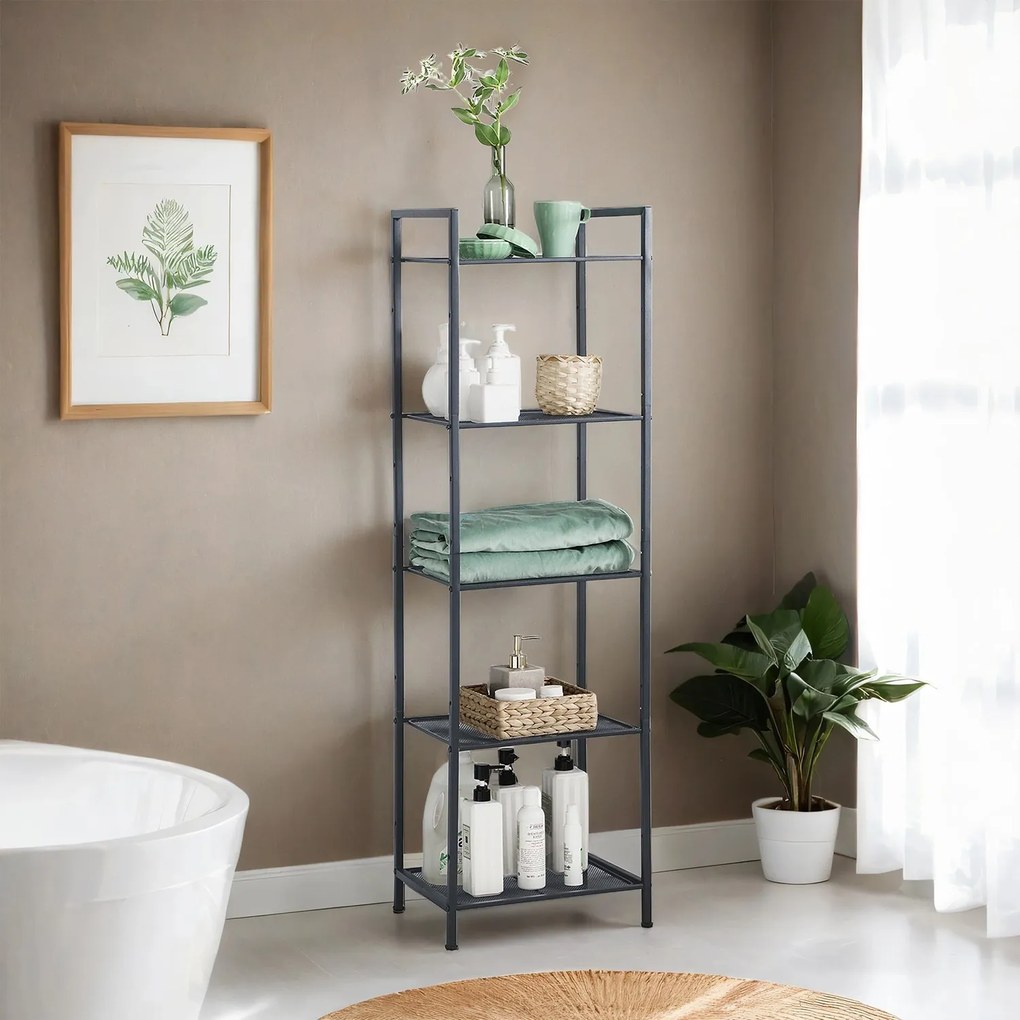 Estante de metal com 5 prateleiras 38 x 30 x 128 cm (C x L x A) preto