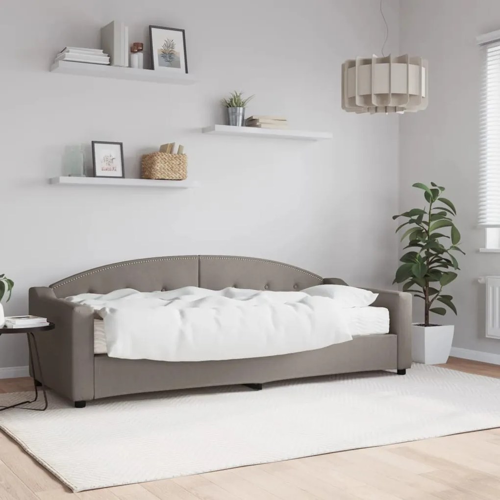 vidaXL Sofá-cama com colchão 80x200 cm tecido cinzento-acastanhado