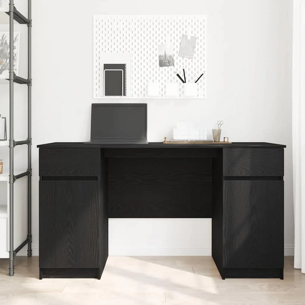 Mesa vidaXL Preta em Carvalho 140x49x76 cm em Madeira Engenharia