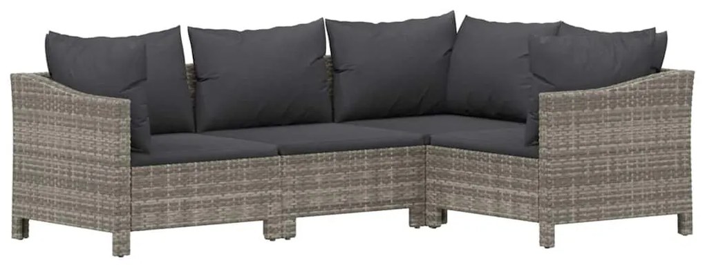 6 pcs conjunto lounge de jardim c/ almofadões vime PE cinzento