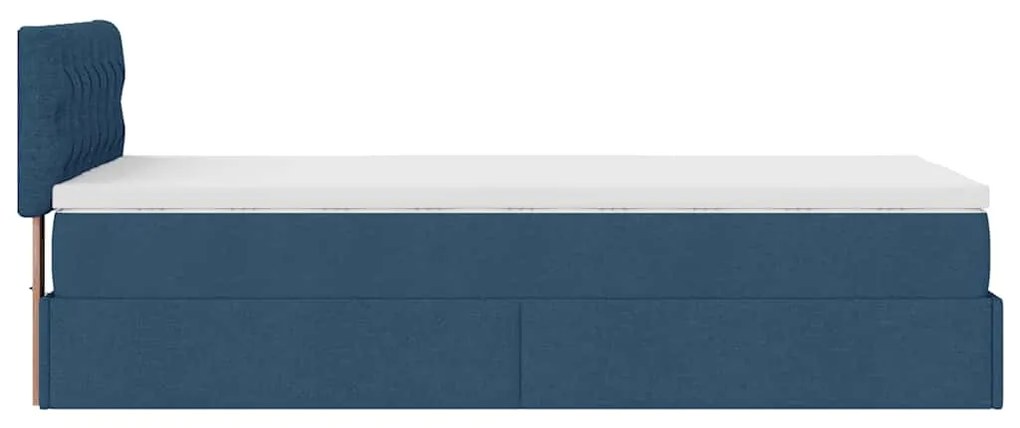 Cama otomana com colchão 90x200 cm tecido azul