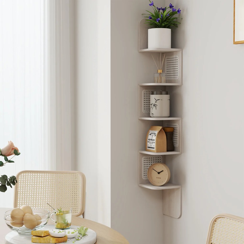 Estante de parede com 5 prateleiras 20 x 20 x 126 cm em bege