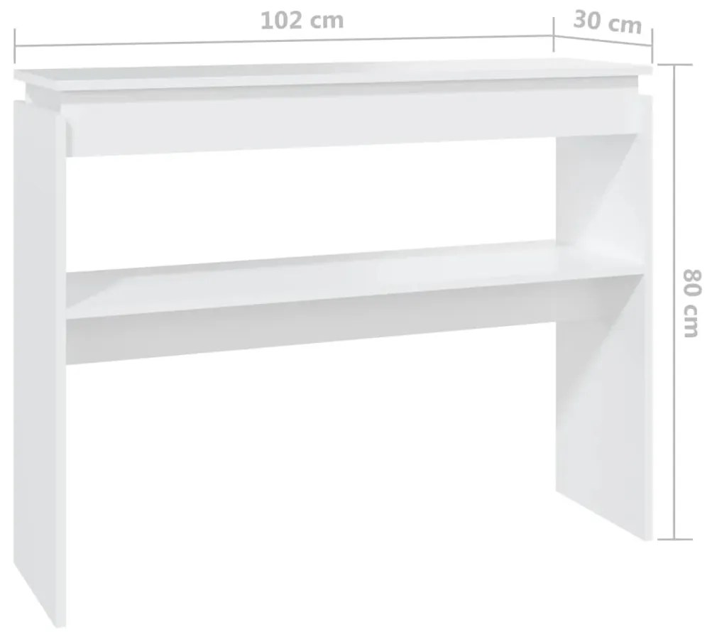 Mesa consola 102x30x80 cm derivados de madeira branco