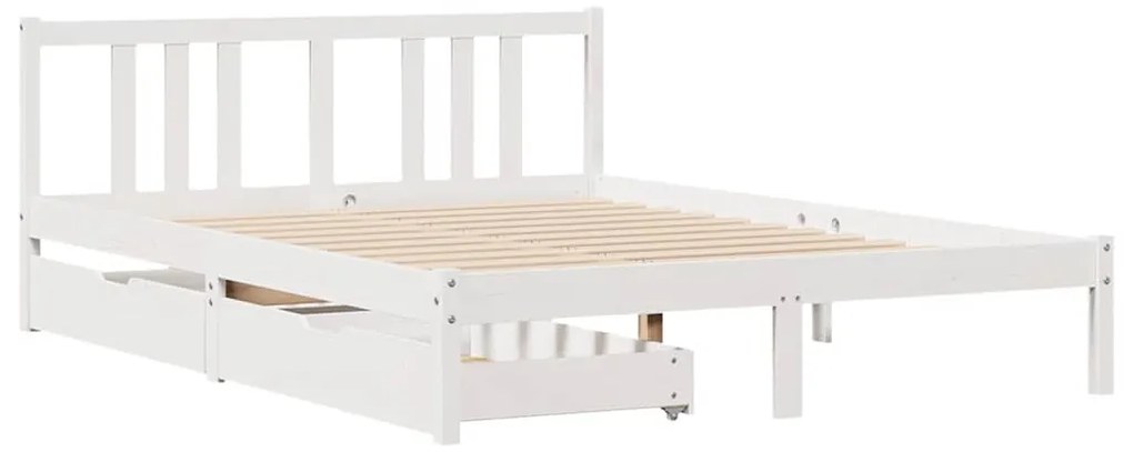 Cama sem colchão 150x200 cm madeira de pinho maciça branco