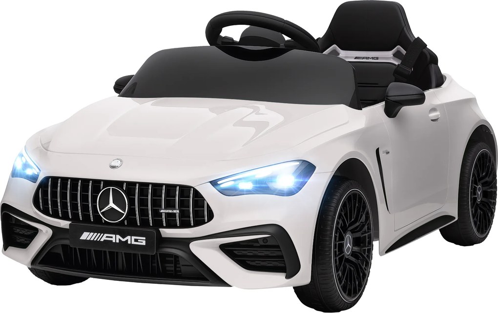 Carro elétrico infantil Mercedes AMG CLE 53, 12 V, 2 motores, crianças 2 a 6 anos comando à distância para os pais de 2,4 GHz, 99 x 55 x 43 cm, branco