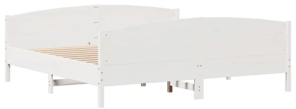 Cama sem colchão 200x200 cm madeira de pinho maciça branco