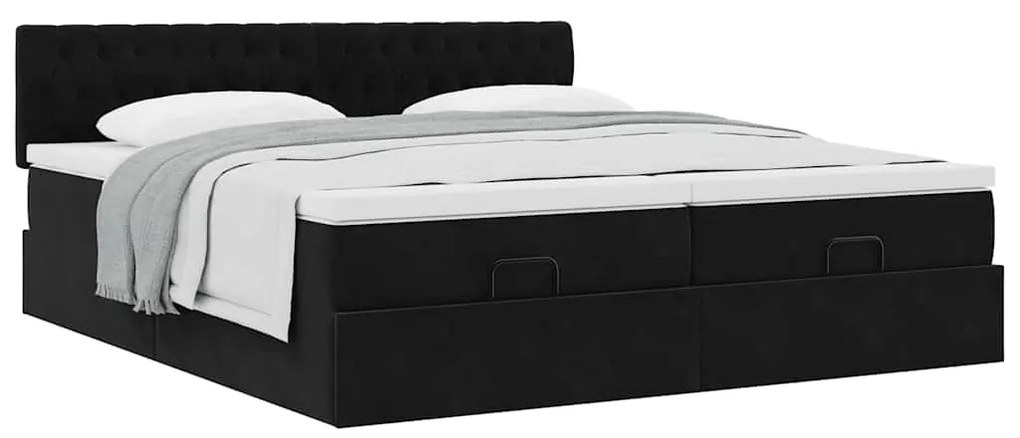Estrutura de cama otomana com colchões 160x200 cm veludo preto