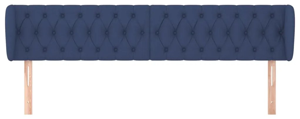 Cabeceira de cama c/ abas tecido 203x23x78/88 cm azul