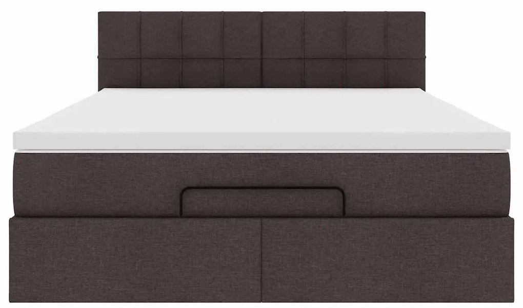 Cama otomana com colchão 140x190 cm tecido castanho escuro