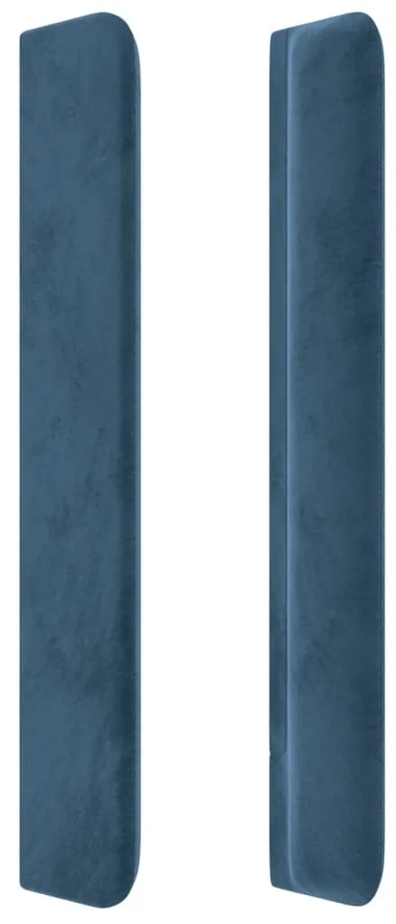 Cabeceira cama c/ abas veludo 203x16x118/128 cm azul-escuro