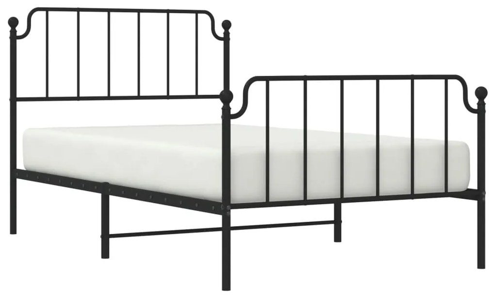 Estrutura de cama com cabeceira e pés 107x203 cm metal preto