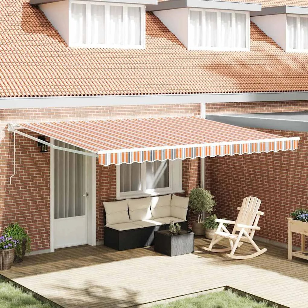 vidaXL Toldo Retrátil Automático com Listras Coloridas 450x300 cm