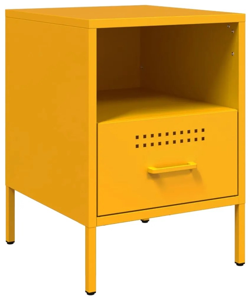 Mesas de cabeceira 2 pcs 36x39x50,5 cm aço amarelo mostarda